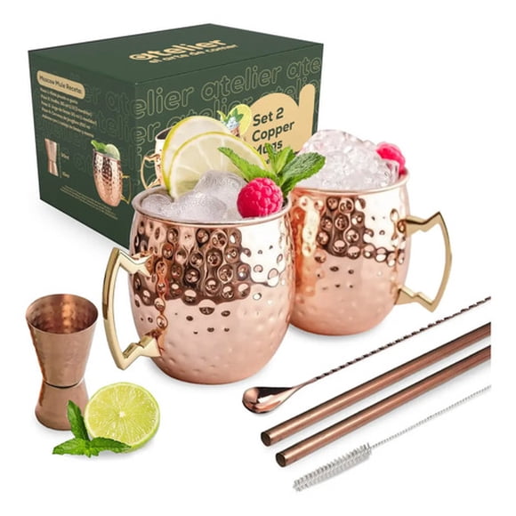 Vasos De Cobre Moscow Mule Coctel Atelier 500 Ml Set X2