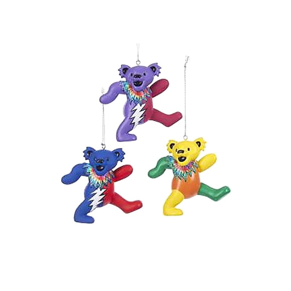 Adornos navideños de Kurt S. Adler Grateful Dead Bear, paquete de 3