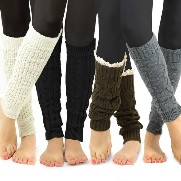Calentadores de piernas TeeHee Fashion, bonitos tejidos, 4 pares, para mujer