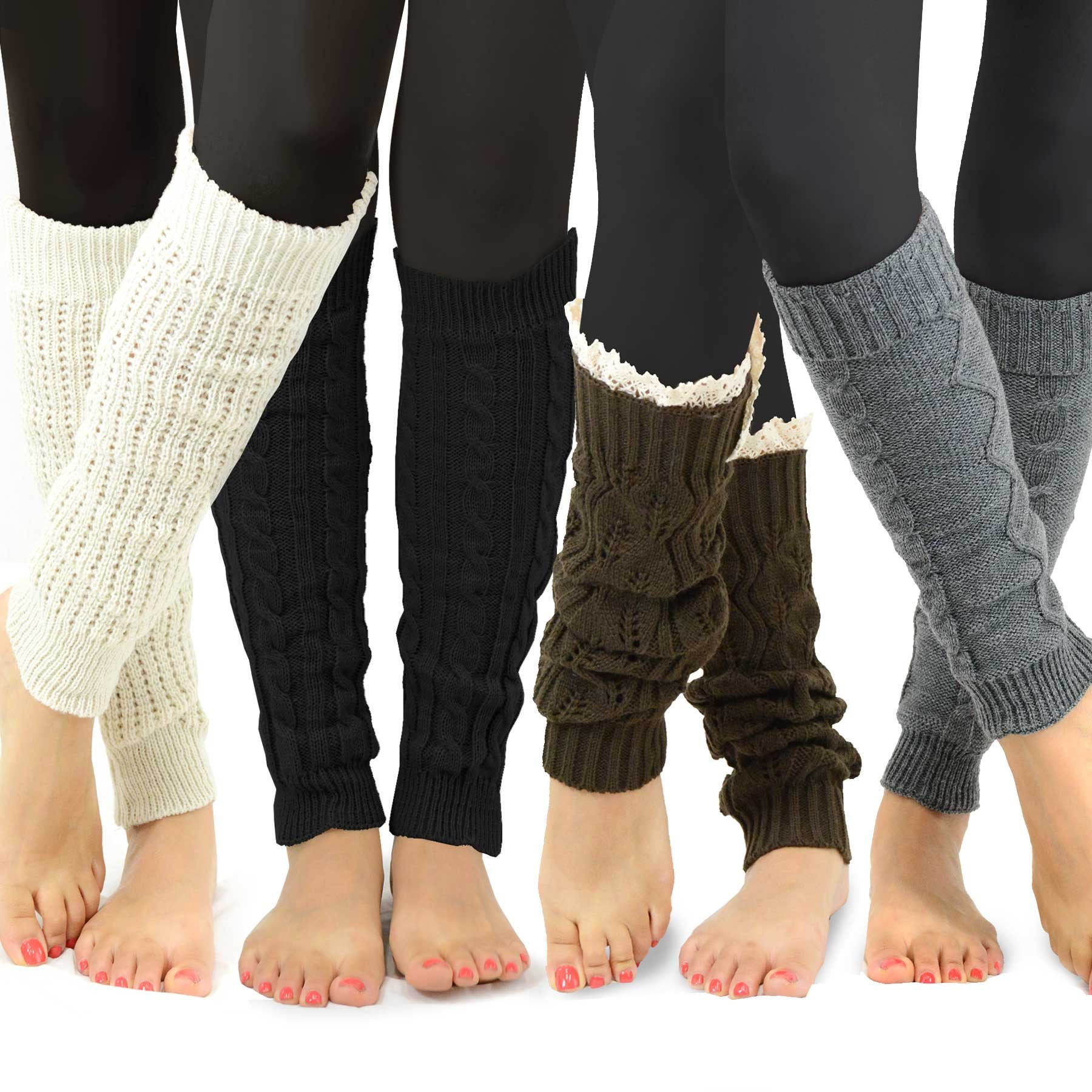 Teehee Socks - Calentadores De Piernas Teehee Fashion, Bonitos Tejidos, 4 Pares, Para Mujer