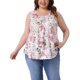 thumbnail image 1 of Agnes Orinda Camisetas sin mangas boho de talla grande para mujer con cuello redondo plisado, sin mangas, dobladillo curvado, casual, playero, fluido, camisola, talla 2X, blanco, 1 of 6