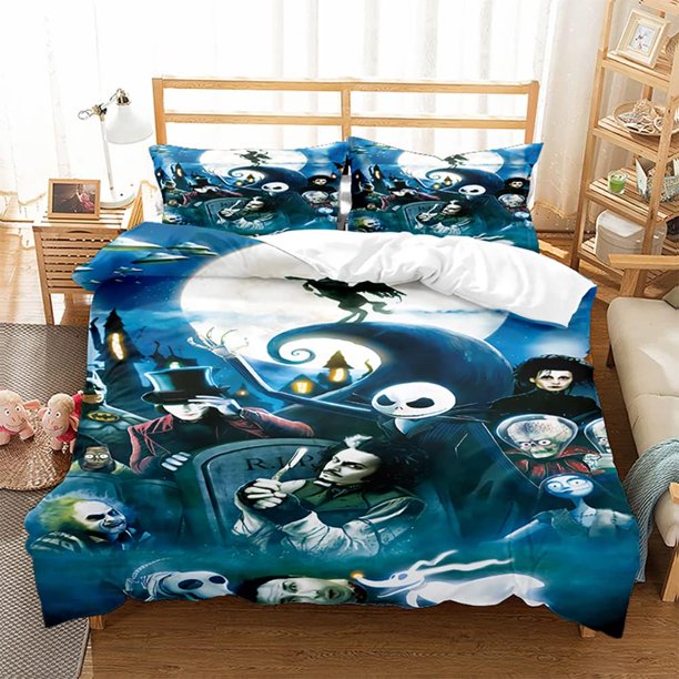 Nightmare Before Christmas Bedding Set Single Pillow Case Printed 3D Quilt Cover Bed Set Movies Character Home Textile Bed Sheets