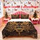 thumbnail image 1 of 3pcs Artistic Oriental Golden Dragon Print Bedding Set Duvet Cover and Pillowcases, 1 of 5