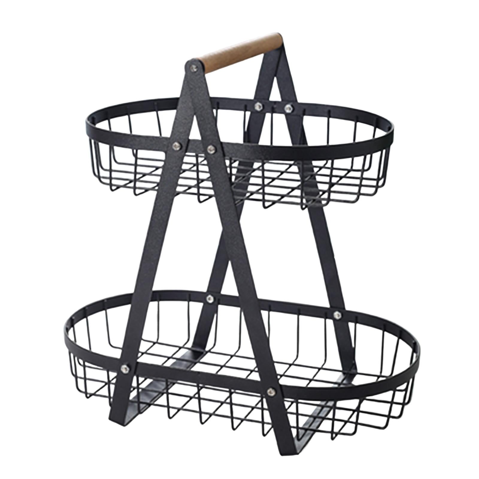 Bothyi - Cesta De Frutas Cesta De Almacenamiento De Alambre Para Comedor Baño Cocina Encimera Negro