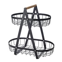 Bothyi - Cesta De Frutas Cesta De Almacenamiento De Alambre Para Comedor Baño Cocina Encimera Negro