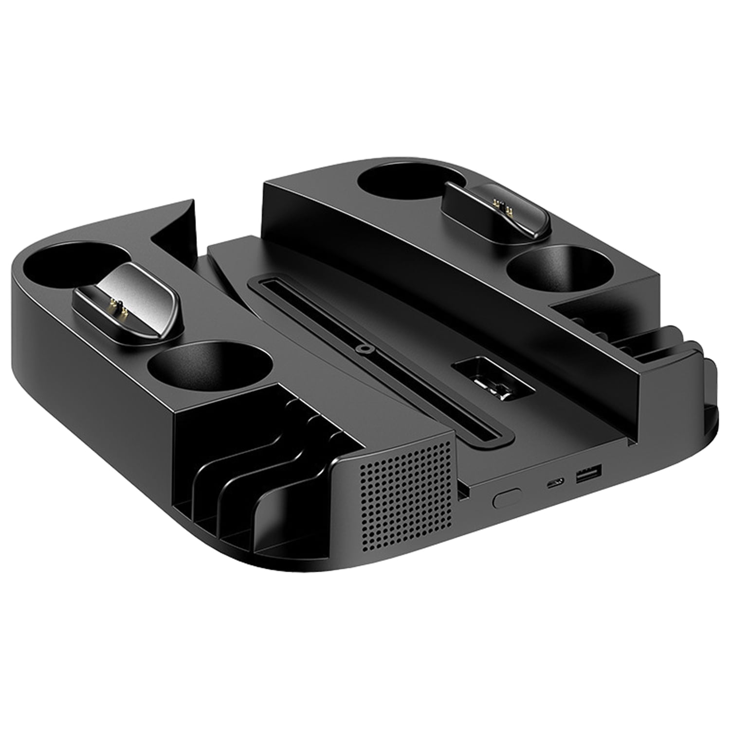 Base De Enfriamiento Aaronmei Para Consola Ps5 Edición Disco Y Digital Con Base De Carga Dual Y Soporte Para Cartuchos Negro