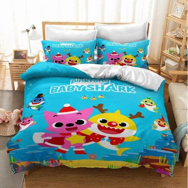 Baby Shark Collection Quilt Duvet Cover Set Soft Children Bedding3-Piece Bedding Set