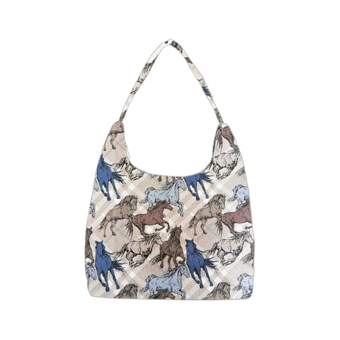 Bolso De Hombro Hobo Signare Tapestry Azul Con Diseño De Caballo Para Mujer