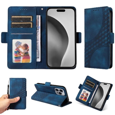 Carcasa Foxdock Iphone 16 Pro De Cuero Pu, Diseño Acolchado Clásico, Protección Contra Caídas Y Rayones