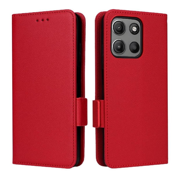 Funda Cartera para Motorola Moto G15 Power Tapa Flip con Ranuras y Soporte Rojo