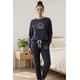 thumbnail image 1 of Pijama Franela Mujer Estampado Flor de Loto Acero gris oscuro S, 1 of 8