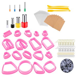 Bothyi - Cortadores De Arcilla Polimérica Anillos De Salto Con Tarjetas Para Pendientes Ganchos Para Pendientes Hechos A Mano Rosa