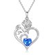 thumbnail image 1 of Collar 925 Sterling Silver Birthstone Rose Flower Heart Pendant 18+2, 1 of 6