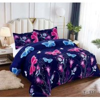 Aladdins Shop - Cobertor De Invierno De Plush Y Chiporro 1,5 Plaza Azul Con Mariposas