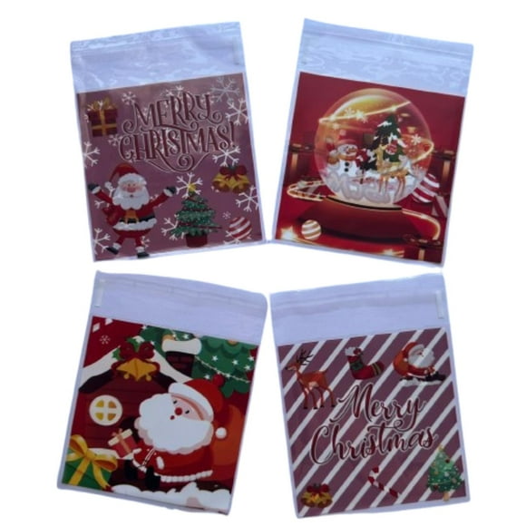 Bolsas Navidad D Celofan Autoadhesivas 100un 10x10+2cm