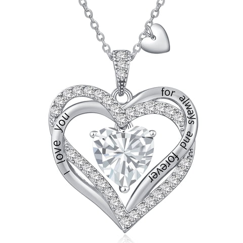 Collar Heshpaws Love Pendant Con Zirconia Y Piedra De Nacimiento