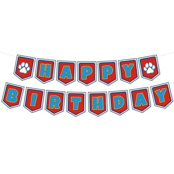 Banner de cumpleaños Lsydzh Cartoon Dog Paw Happy Birthday