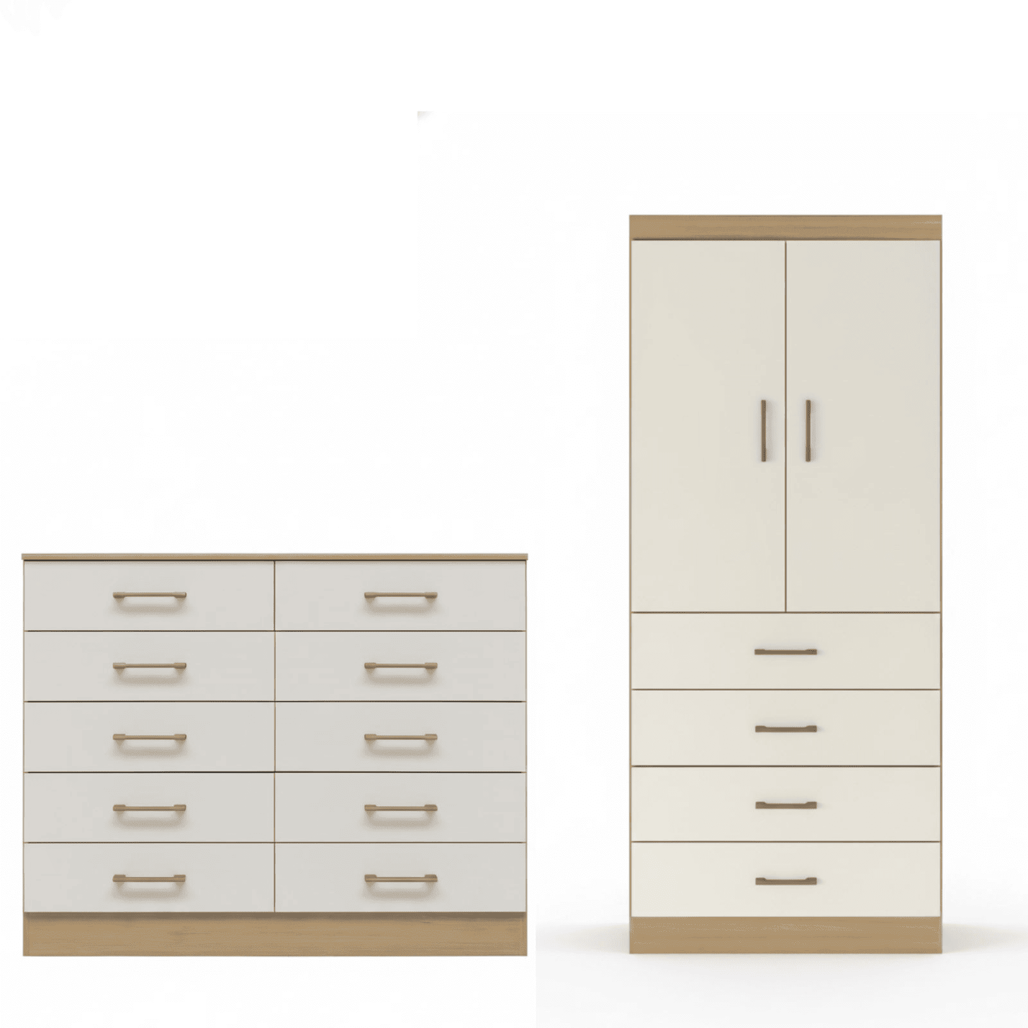 Exit - Combo Closet 2 Puertas 4 Cajones Cómoda 10 Cajones Blanco