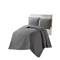 Genérico - Cubrecama Semi Acolchado Delgado 2 Plazas 230X250 Cm Gris 01