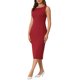thumbnail image 4 of INSPIRE CHIC Vestido formal midi sin mangas con cuello barco para mujer, atuendo de maestra para el regreso a clases, rojo XL, 4 of 5