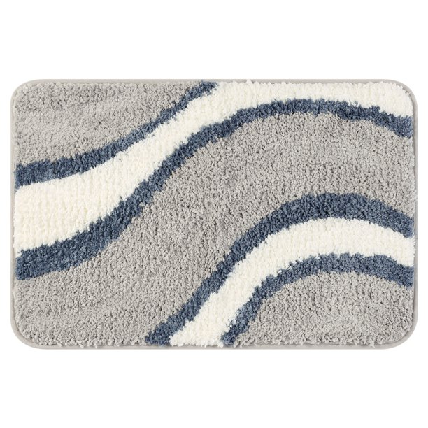 Alfombra de baño con rayas onduladas REGALWOVEN, alfombra de baño absorbente, alfombras de baño antideslizantes Multi-2 16" x 24"