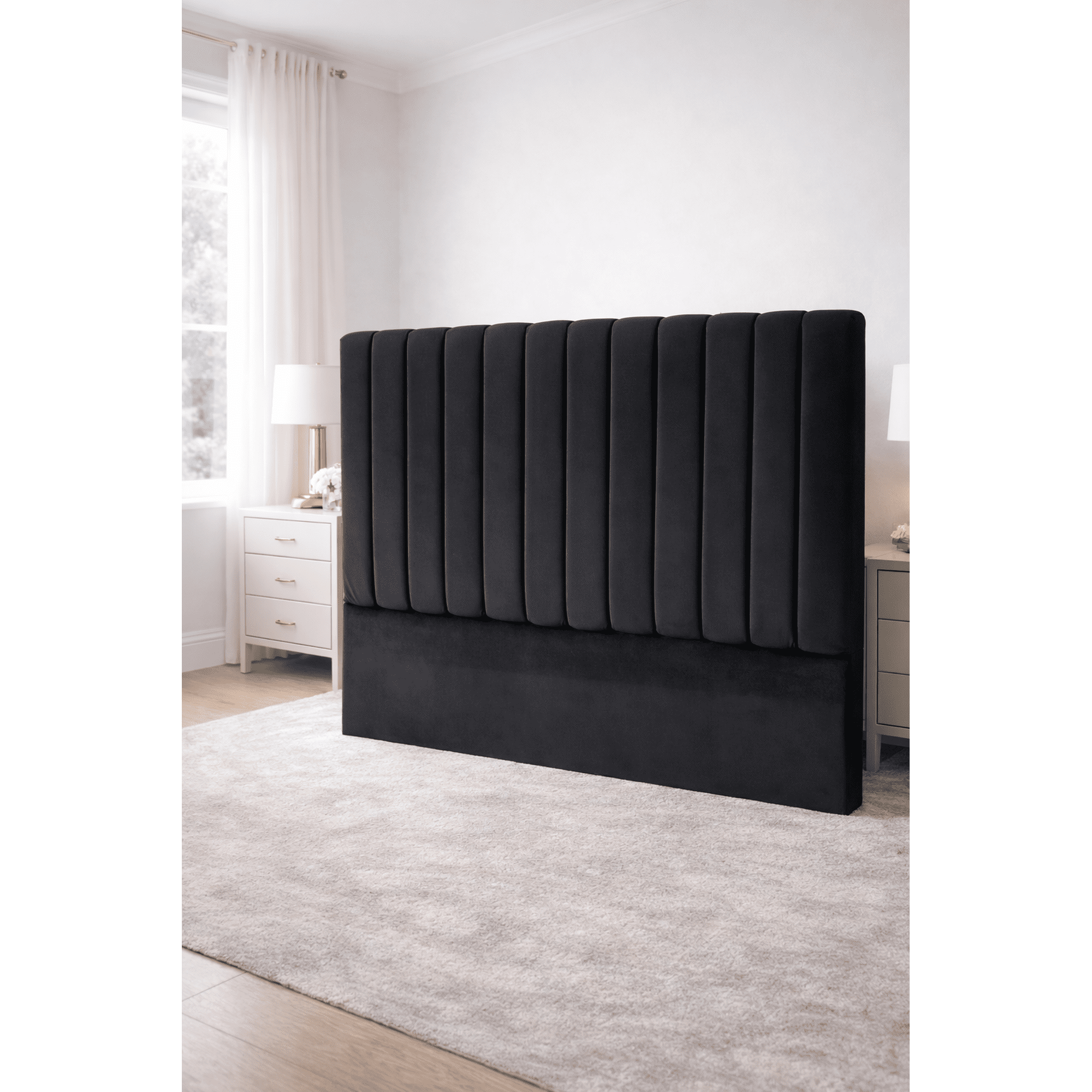 Genérico - Respaldo Cama 2 Plaza Elegante Moderno En Felpa Premium Color Negro