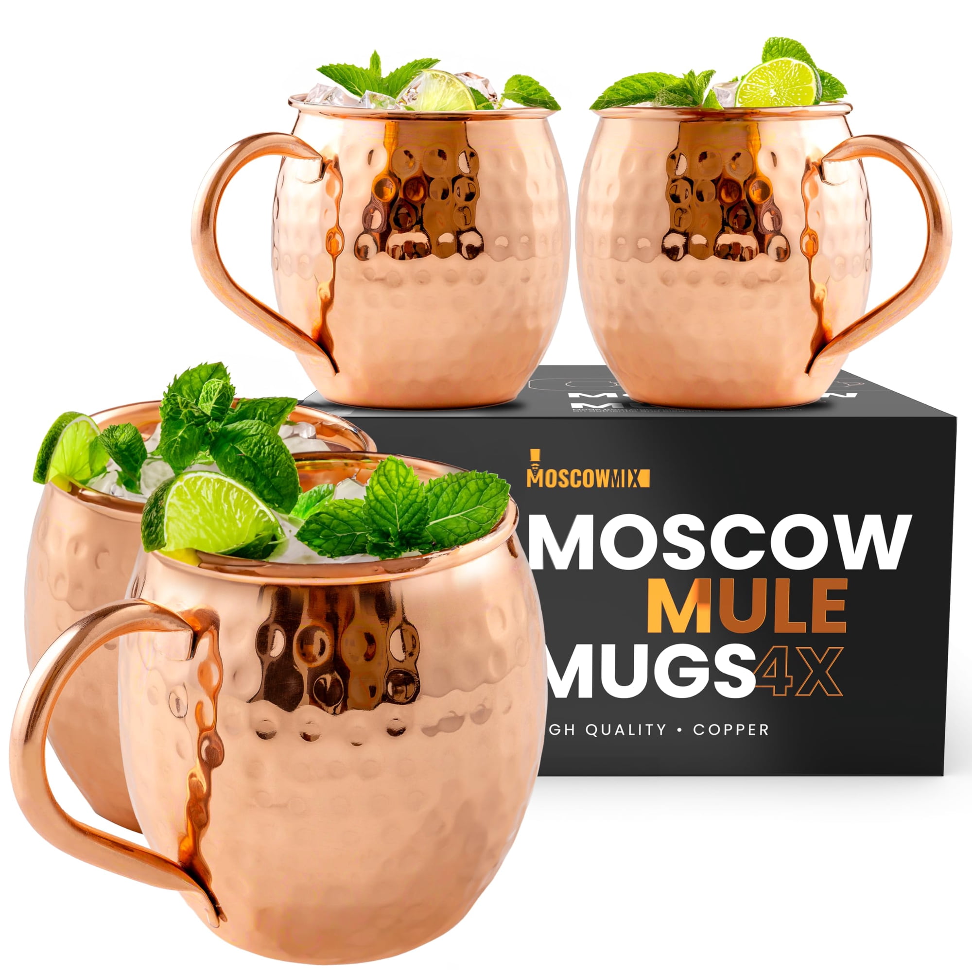 Juego De 4 Tazas De Cobre Moscow Mule Moscow-mix, 480 Ml, 100% Cobre