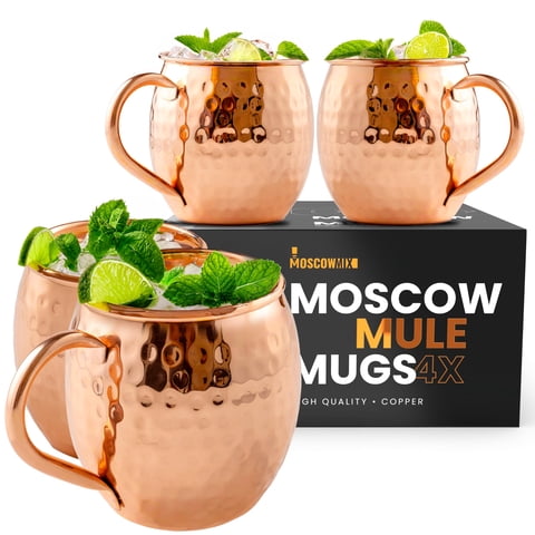 Juego De 4 Tazas De Cobre Moscow Mule Moscow-Mix, 480 Ml, 100% Cobre