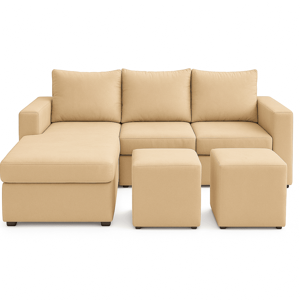 Ethan Desing - Sofa Seccional 3c Lusso Beige Chaise Lounge Ambos Lados