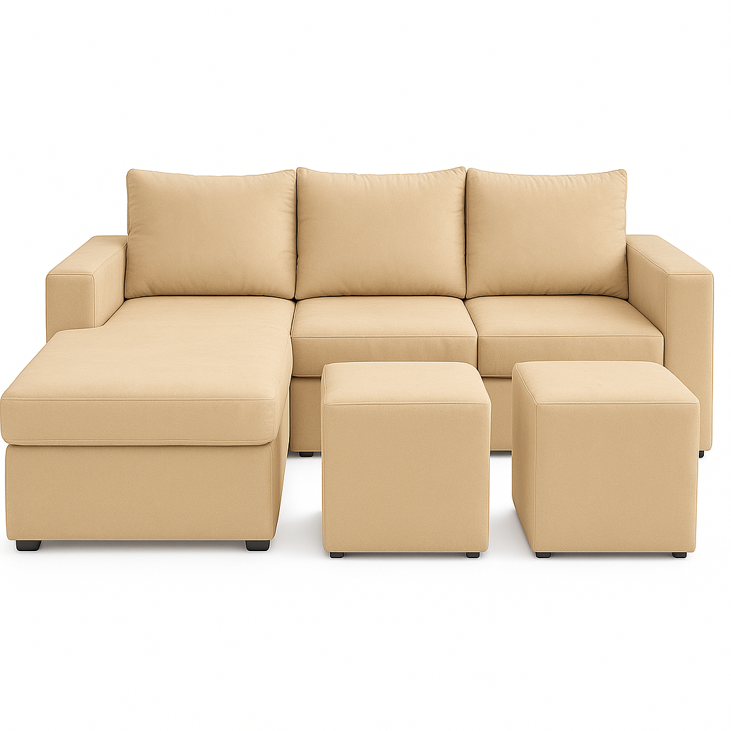 Ethan Desing - Sofa Seccional 3C Lusso Beige Chaise Lounge Ambos Lados
