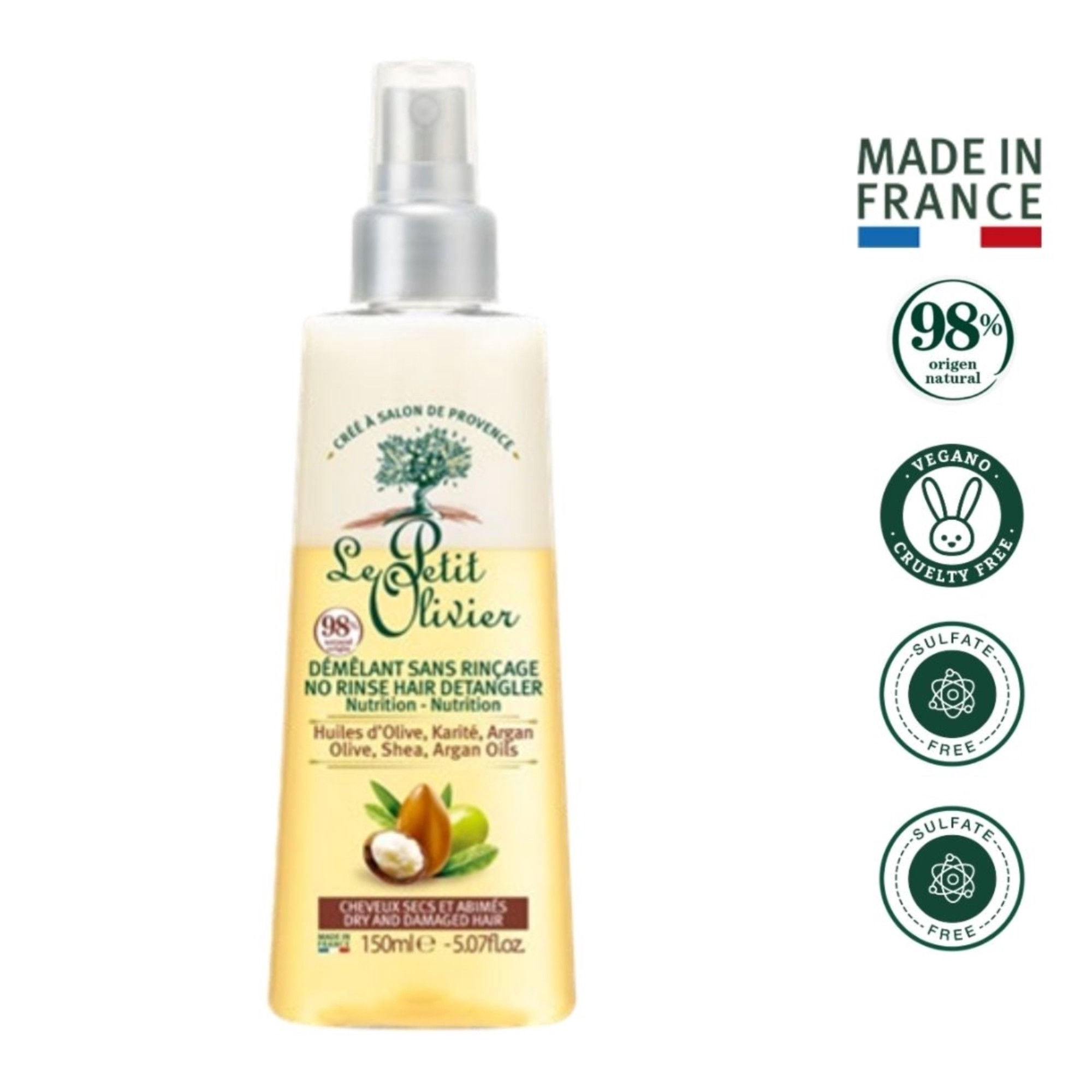 Spray Desenredante Bifasico Cabello Seco 150 ml Le Petit Olivier