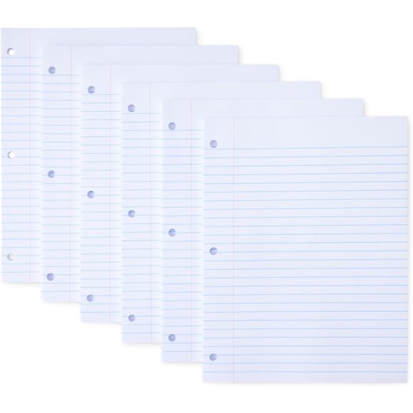 Amazon Basics Wide Ruled Loose Leaf Binder Paper for School