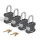 thumbnail image 1 of Candado Kwikset de acero reprogramable, paquete de 4, color plateado, 1 of 8