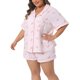thumbnail image 4 of Agnes Orinda Conjunto de Pijamas para Mujer Talla Grande, Camisa de Botones de Manga Corta y Pantalones Cortos con Lazo, Patrones de Cuadros, Ropa de Dormir Cómoda con Bolsillo 3X Rosa, 4 of 6