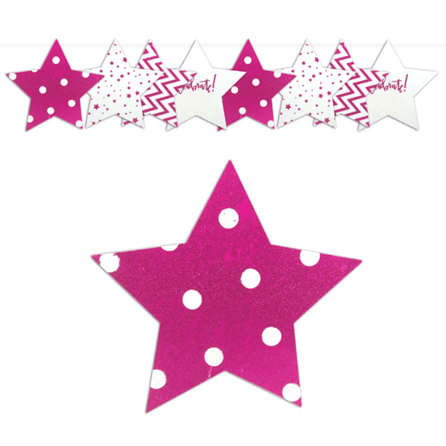 Genérico - Guirnalda Estrella Glitter Fucsia X1 Uni