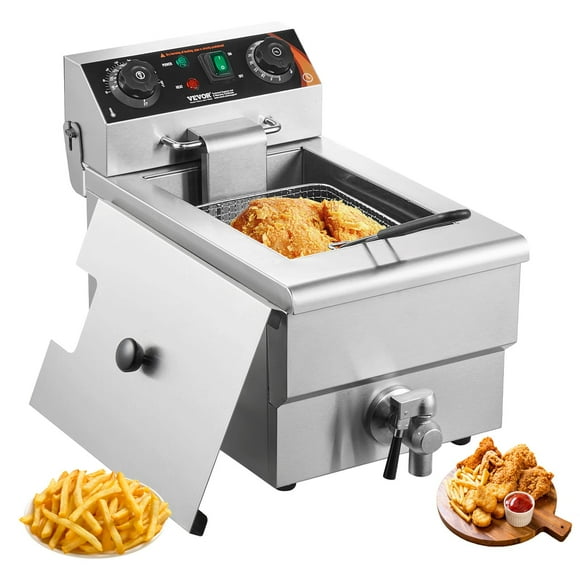 Freidora VEVOR Commercial, 1500 W, eléctrica, 11,6 cuartos de galón y 11 litros