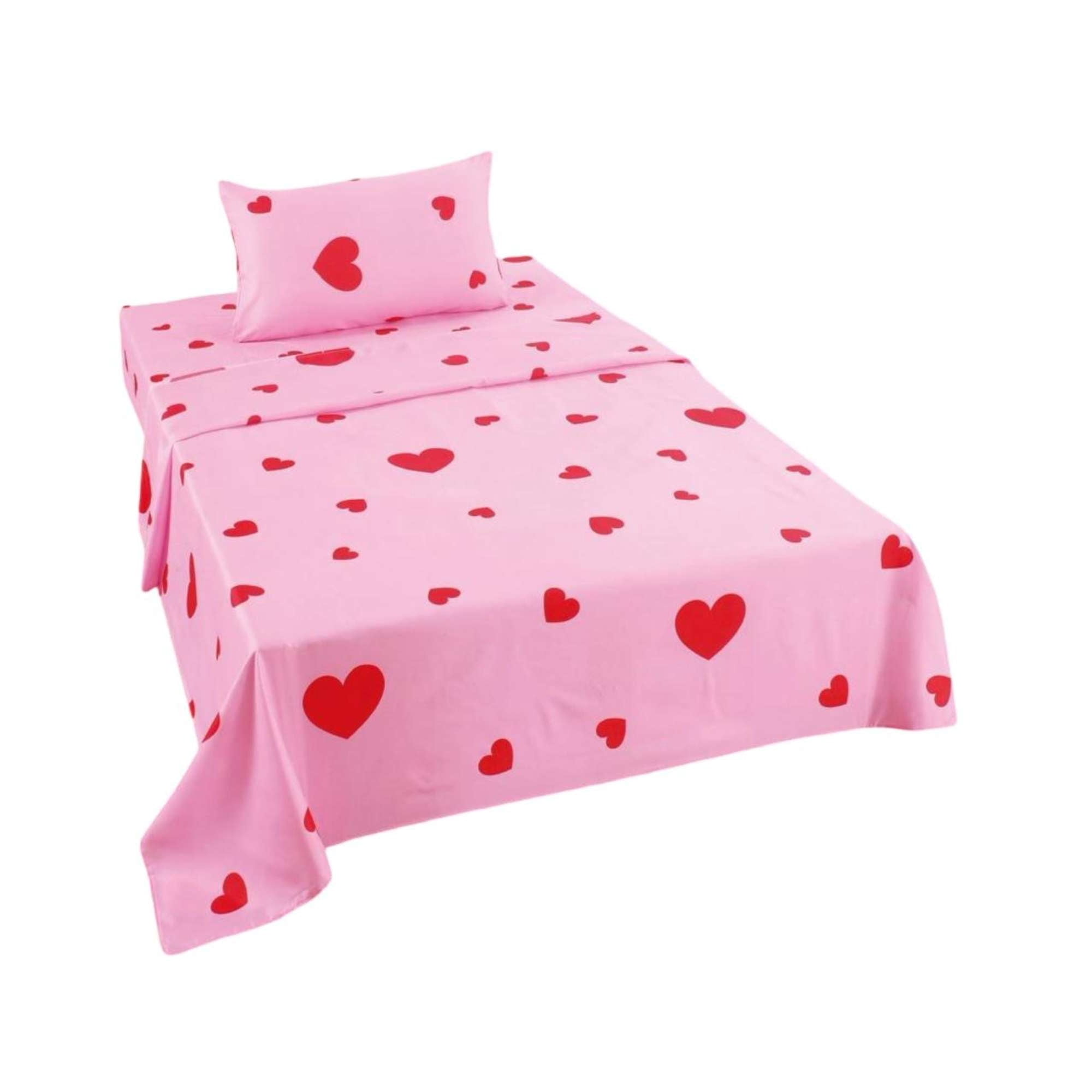 Casa Sol - Sabanas Infantil De Verano Corazón Niña 1 Plaza