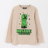 Polera Manga Larga Niño Hostile Behaviour Beige Minecraft