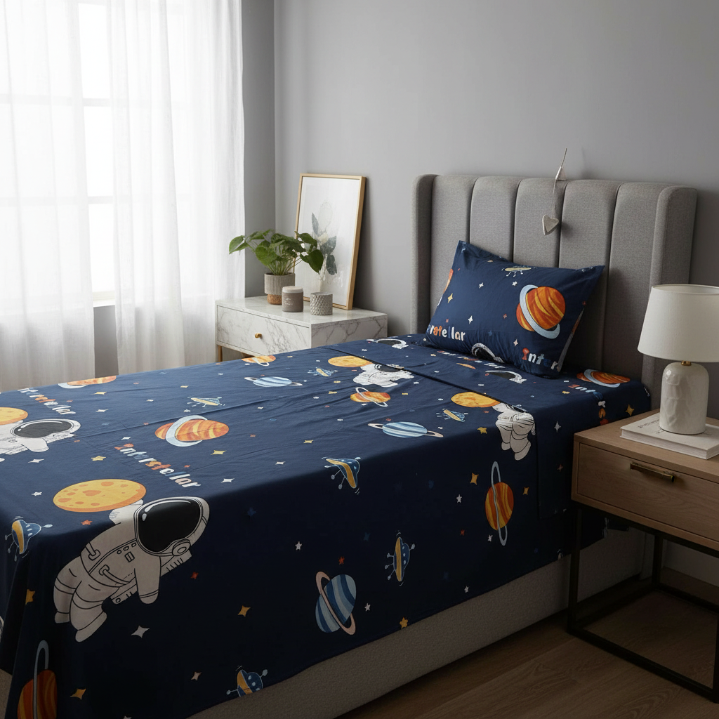 Teng Fei - Juego De Sábanas Diseño Infantil Plaza Y Media Astronauta
