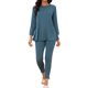 thumbnail image 1 of Conjunto de Pijama de Manga Larga para Mujer INSPIRE CHIC, Suave Conjunto de 2 Piezas para Dormir y Descansar con Pantalones a Juego S Azul, 1 of 6