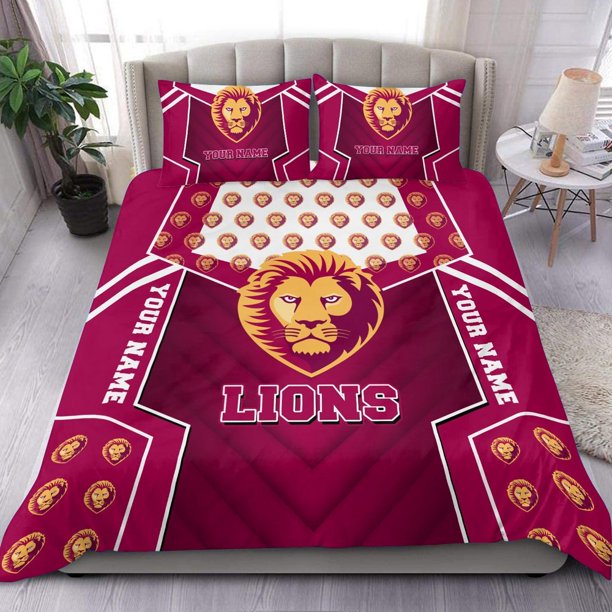 Brisbane Lions AFL Bedding Set Doona Duvet Cover Kid Men Gift Double 3-Piece Bedding Set