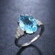 thumbnail image 2 of Elegant Halo Ring with Oval Cut Zircon - Perfect Anniversary, Proposal, and Wedding Gift for Women, 2 of 4