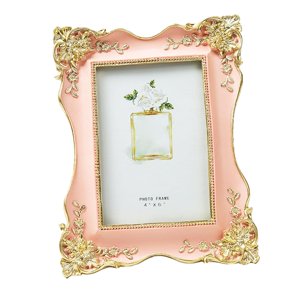 Magideal - Marco De Fotos De Estilo Europeo, Elegante Soporte Para Fotos, Práctico Marco De Fotos Vintage Para El Hogar, Adornos De Mesa Para Galería De Bodas , Rosa