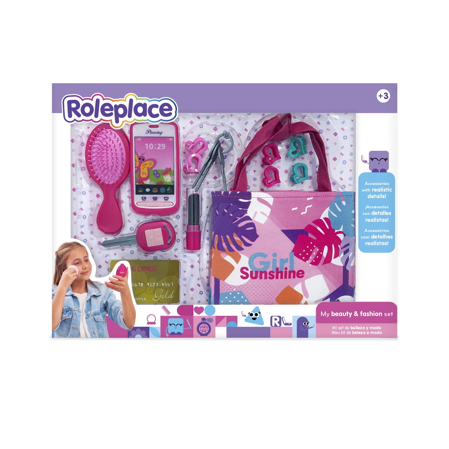 Roleplace - Set De Belleza Infantil Con Bolso Y Accesorios De Moda