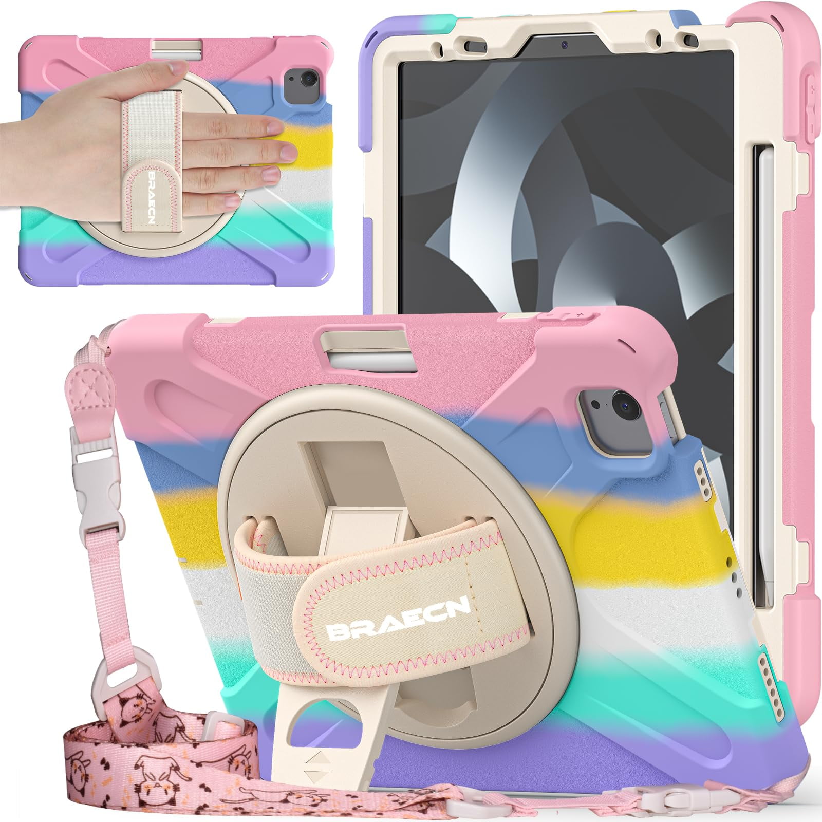 Braecnstock - Funda Braencstock Kids Para Ipad Air De 11 Pulgadas Con Accesorios, Color Rosa