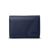 Billetera Totto Hombre Saffiano Sob Con Rfid Blocker Azul