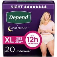 Ropa Interior Para Incontinencia Depend Night Defense Para Mujer, Xl 20U