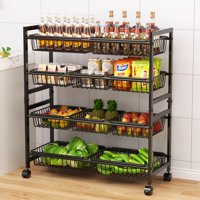 Carrito De Cocina Cinati De 4 Niveles Con 10 Cestas Y Ruedas