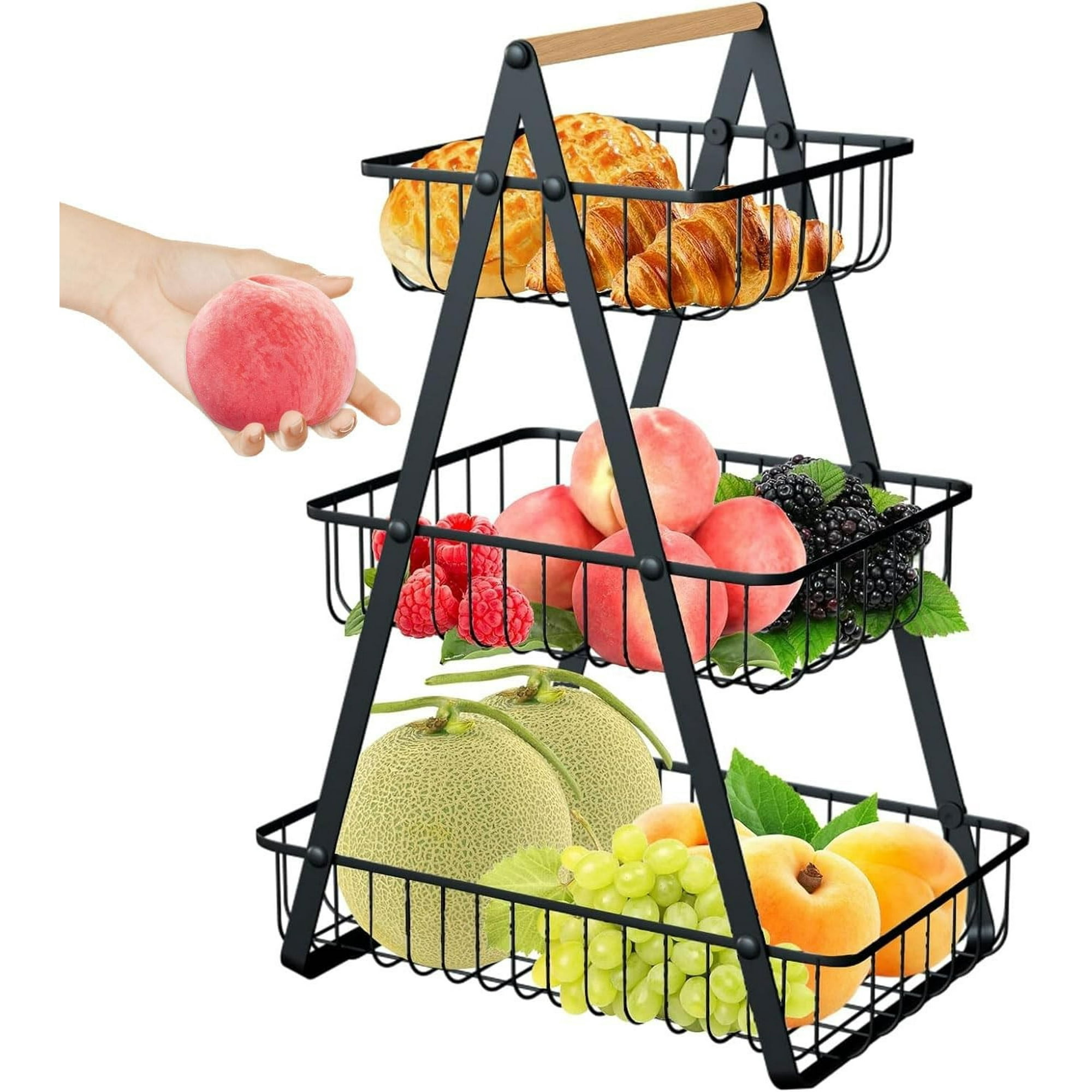 Cesta De Frutas De Mesa De Metal Negro - Diseño Moderno Y Elegante Cesta De Frutas Para Frutas Citricos Frutos Secos Alimentos Portafrutas 97656300