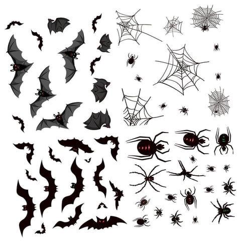 Magideal - Pegatinas De Murciélago De Halloween, Ventana De Miedo, Película Adhesiva Estática, Decoración De Pared Gótica Espeluznante, Telaraña, Murciélago Para